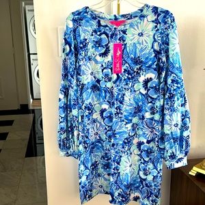 NWT Lilly Pulitzer Bartlett Dress in Coastal Blue Catch and Keep. Size Small